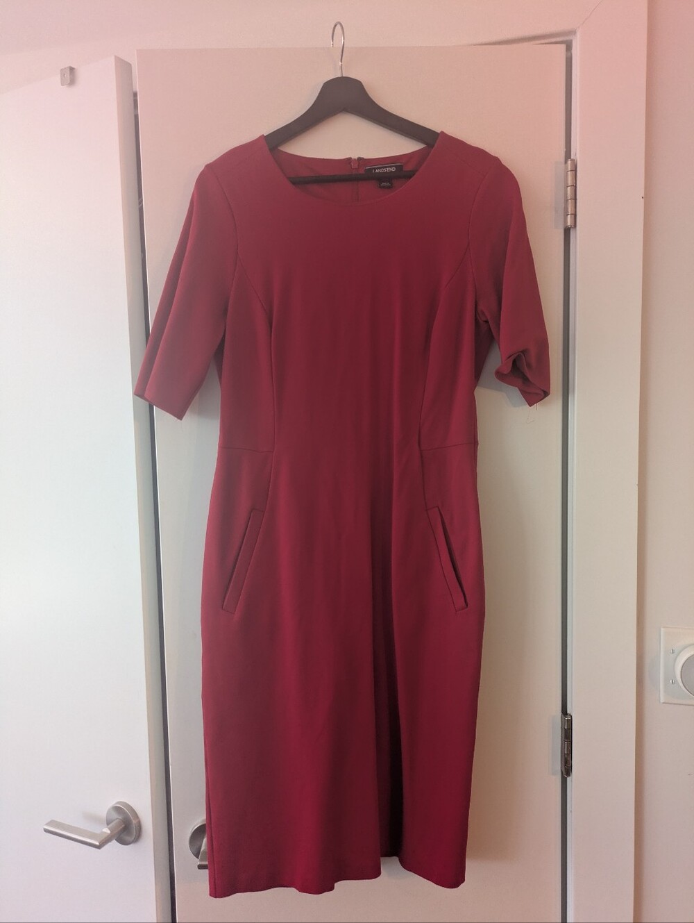 Lands' End Sheath Dress Red Short Sleeve 12T